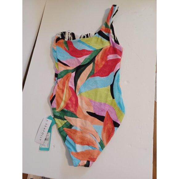 Seafolly Other - Sea Folly NWT One Shoulder Reversible One Piece Aquamarine Swimsuit Size 4